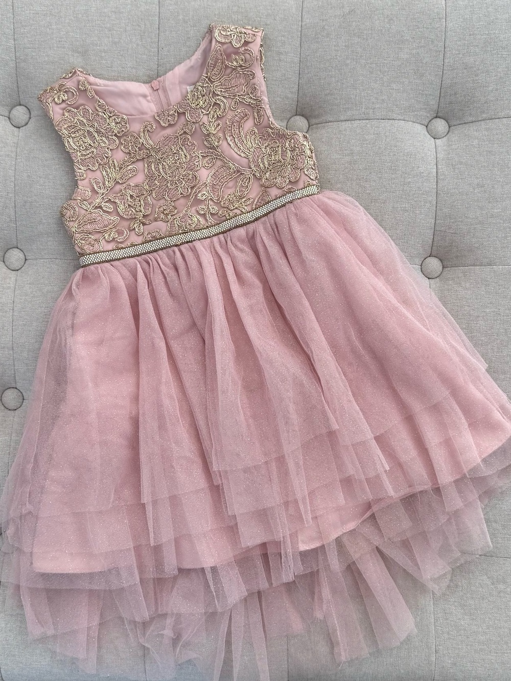 RARE EDITIONS Pink & Gold Tulle Party Dress